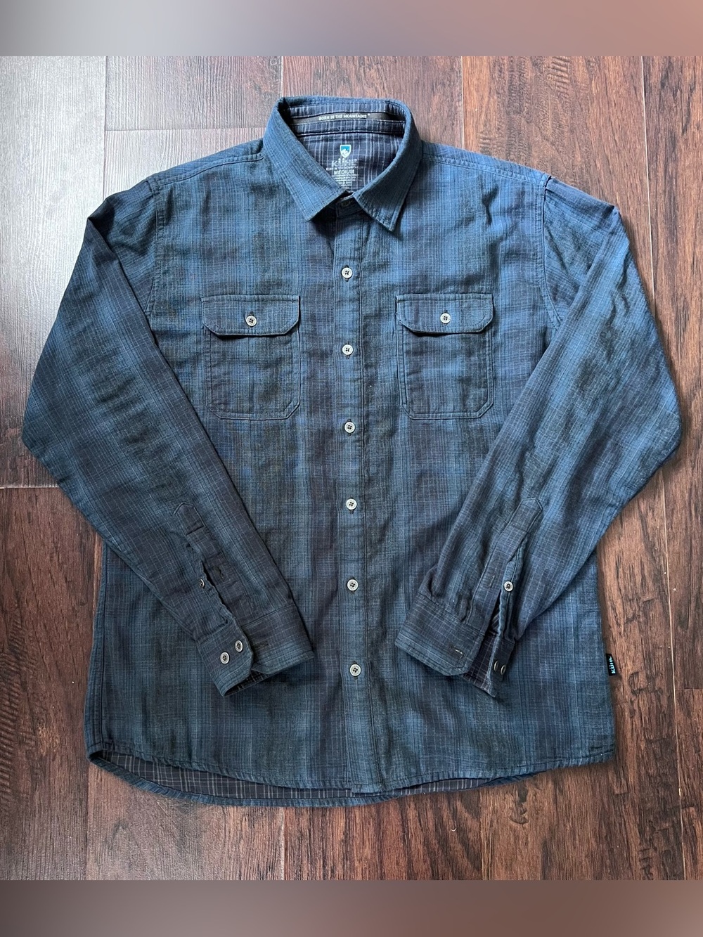 Kuhl Navy Blue Plaid Long Sleeve Button Up Outdoor Shirt M